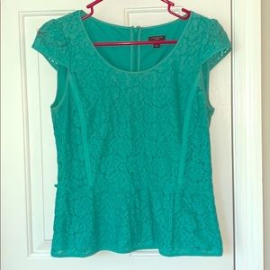 Teal peplum lace top